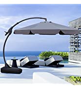 Grand patio Cantilever Umbrella with Base, Deluxe NAPOLI 300cm Curvy Aluminum Offset Umbrella, Cr...
