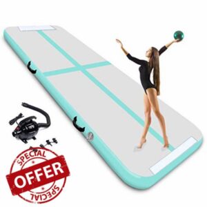 3M Inflatable Tumbling Mat Inflatable Gymnastics Mat With Electric Air Pump 10CM Thickness Air Flooring Mat For Gym Yoga Training Tumbling Park Home Use