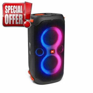 JBL PartyBox 110 in Black - Portable and Rolling Bluetooth Party Speaker with Light Effects - Splash-proof Mobile Music Box with Battery