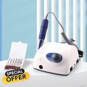 Electric Nail Manicure Machine Nail Drill Machine Professional 35000 RPM Nails Gel Nails Manicure Pedicure Polishing Machine 204+102L-2.35mm Nail File Bit with Foot Pedal for Home Salon (45000 RPM)