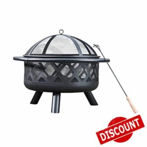 Teamson Home Large Outdoor Garden Round Wood Burning Fire Pit