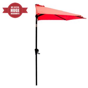 C-Hopetree 2.75m Half Round Market Garden Parasol Wall Umbrella for Outdoor Patio with Crank and Tilt