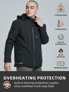 Heating Jackets with QC 3.0 14400mAH Battery and Detachable Hood