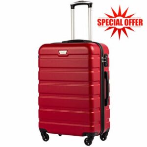 COOLIFE Suitcase Trolley Carry On Hand Cabin Luggage Hard Shell Travel Bag Lightweight with TSA Lock and 2 Year Warranty Durable 4 Spinner Wheels (L(77cm 93L)