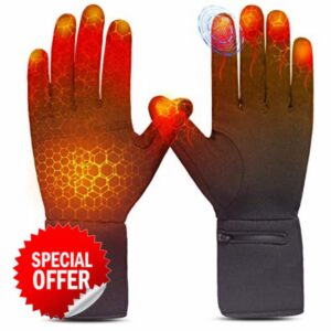 Sun Will Heated Glove Liners Men Women Rechargeable Battery Thermal Gloves for Freezer Work Thin Winter Hand Warmer for Skiing Cycling Motorbike Driving Hunting Skateboarding Athritis Raynaud's