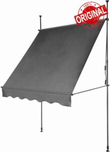 EVRE Balcony 2 x 1.2m Manual Adjustable Awning DIY Patio Clamp Awning Canopy Retractable Shade Sun Shade Shelter Anti-UV and Waterproof - Dark Grey