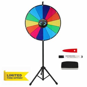 Voilamart 24" Prize Wheel 14 Slots Dry Erase Wheel of Fortune Spinning Wheel with Tripod Floor Stand for Spinning Game Party Pub Tradeshow