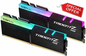G.SKILL F4-3200C16D-16GTZR Trident Z RGB Series 16 GB (8 GB x 2) DDR4 3200 MHz PC4-25600 CL16 Dual Channel Memory Kit - Black with full length RGB LED light ba