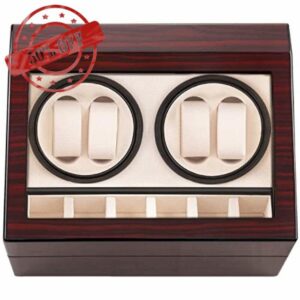 HBselect Automatic Watch Winder Box (British Plug) with 4 Watch Winder Positions and 6 Display Storage Spaces for Men and Women Watches