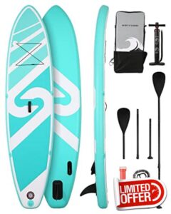 Inflatable Paddle Board Stand Up Paddle Board Inflatable Paddleboard SUP Board with Premium Full Accessories 120"x30"x6" for Youth & Adults Have Fun in Oceans
