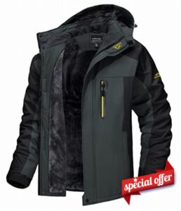 MAGCOMSEN Men's Waterproof Skiing Jacket Windproof Outdoor Mountain Parka Fleece Jackets With Hood