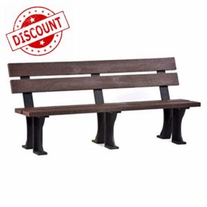 BrackenStyle Recycled Plastic Armless Bench - Durable Commercial Grade Seat - 4 Person (Brown and Black)…