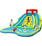 COSTWAY Inflatable Bouncy Castle, Jumper House Water Pool Slide Activity Center with Water Slide,...