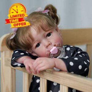 JIZHI Reborn Dolls - 17-Inch Velvety-Smooth Skin Realistic-Newborn Baby Dolls Blue Eyes Girl Real Life Baby Dolls with Toy Accessories Gift Set for Kids Age 3+ & Collectio