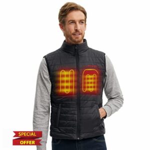 CONQUECO Men's Heated Vest Jacket: Slim Fit Electric Heating Gilet with Battery Pack in Winter Warm for Outdoor Camping Hiking Hunting