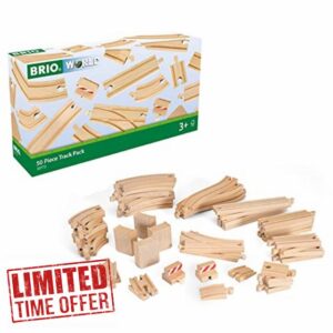 BRIO World 50 Piece Train Track Pack for Kids Age 3 Years Up - Compatible With All BRIO Railway Sets and Accessories