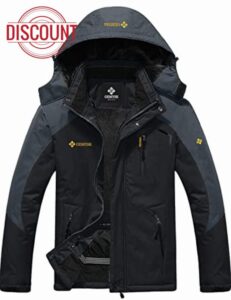 GEMYSE Men's Mountain Waterproof Ski Jacket Windproof Fleece Outdoor Winter Coat with Hood