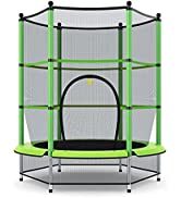 COSTWAY 7ft Kids Trampoline with Safety Enclosure Net, Spring Pad and Zipper, Heavy Duty Steel Fr...