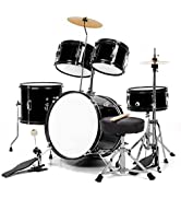 COSTWAY 2-in-1 Kids Drum Set, Electronic Toy Drum Kit with Music and Songs, Microphone, Drumstick...