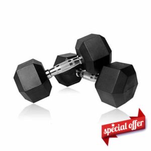 Diagor Hex Dumbbells - 2 x 12.5kg - Rubber Coated Heavy Duty Weights for Strength Training