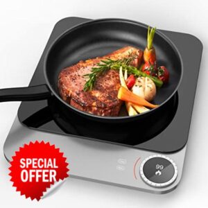 TOKIT Portable Induction Hob Pro 2100W Electric Cooktop Countertop Burner 99 Power Adjustment Timer 20mm Ultra-Thin Heating Control Senso