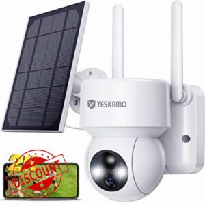 YESKAMO 2K Solar Security Camera Outdoor Wireless WiFi