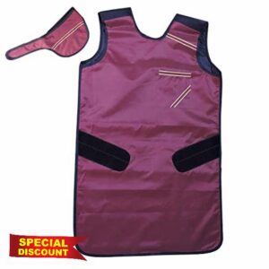 Maroon Color Lead Apron 0.5mm Lead (pb) Equivalency WITH Thyroid Shield (Thyroid Collar) Protection for Working with X-Ray Machine | Lead Apron WITH Thyroid Shield (Thyroid Collar) and Robust Hange