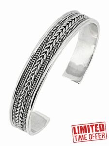 TreasureBay Solid 925 Sterling Silver Bangle Bracelet For Men or Wome
