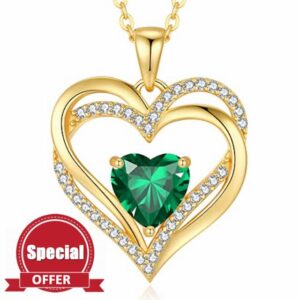 CDE Heart Necklaces for Women 925 Sterling Silver Birthstone Pendant Necklace Anniversary Birthday Christmas Valentine Mother’s Day Jewellery Gifts for Mum Women Girls Her Siste