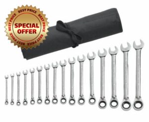GEARWRENCH 16 Pc. 12 Pt. Reversible Ratcheting Combination Wrench Set with Tool Roll