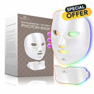 Project E Beauty Photon Skin Rejuvenation Face & Neck Mask | Wireless LED Photon Red Blue Green Therapy 7 Color Light Treatment Anti Aging Acne Spot Removal Wrinkles Whitening Facial Skin Care Mask