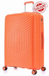 DK Luggage 28" Large Hard Shell Polypropylene PP Suitcase 4 Wheel Spinner Luggage PP20 Orange