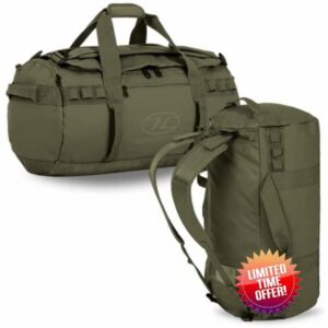 Waterproof Tough Cargo Barrel Multi-Functional Kit Bag 45L with Shoulder Straps - Strong Heavy Duty Duffle Carry Bag Versatile Holdall Backpack - Perfect for Travelling