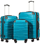 COOLIFE Suitcase Trolley Carry On Hand Cabin Luggage Hard Shell Travel Bag Lightweight with TSA L...