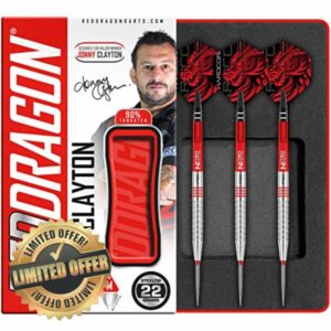 RED DRAGON Jonny Clayton 22g Tungsten Darts Set with Flights and Stems