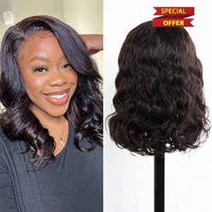 13X4 Lace Front Wig Human Hair With Baby Hair Body Wave wig Glueless Pre Plucked Bleached Knots Remy Brazilian Lace Wigs for Black Women Natural Hai