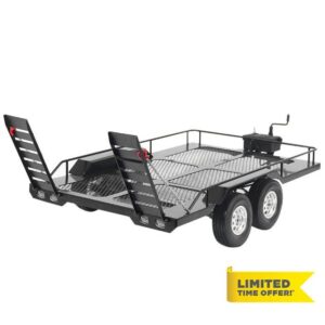 Vbestlife RC Trailer Metal Trail Car Trailer Accessory with Four Tires Compatible with TRX4 1/10 RC Ca