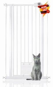 Bettacare Gate with Lockable Cat Flap Pressure Fitted Gate 75cm - 148.7cm Stair and Pet Gate (68.5cm - 75cm
