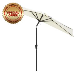 Helios&Hestia 2.75m Half Round Outdoor Garden Market Parasol Patio Umbrella against the wall with Tilt and Crank