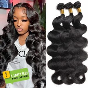 Body Wave Bundles Human Hair Bundles 10A Grade 100% Unprocessed Brazilian Virgin Hair Bundles Body Weave Wavy Bundles Human Hair (16 18 20)