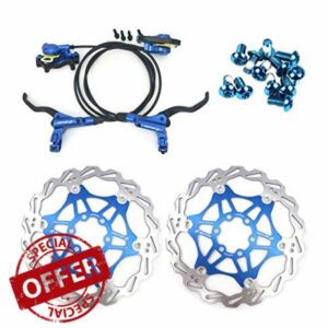 Zoom Hydraulic Disc Brakes Mountain Bike Sets MTB Front & Rear Set with Floating Disc Rotor 160mm & Color Bolts (Blue)