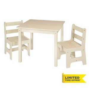 WOLTU Toddler Table and Chairs Sets Children's Desk Table with 2 Chairs Stools Set for Preschoolers Boys and Girls Activity Build & Play Table Chair Nature Set Wooden SG001