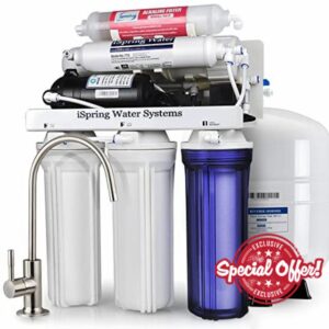 iSpring RCC7P-AK 6-Stage Reverse Osmosis Water System Under Sink with Alkaline Filter and Pump