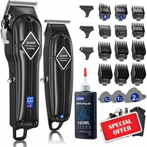 GLAKER Professional Hair Clippers Men + T-Blade Trimmer Kit