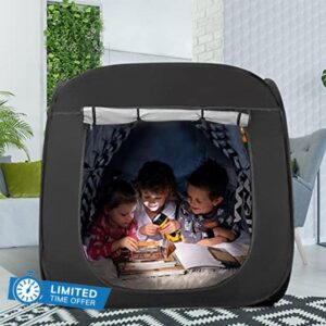 Pakuyi Pop up Den Sensory Tent Dark Tent for Play and Relax Sensory Tent with Travel Bag and Advanced Silver Inner Lining Blackout Tent Helps Kid with Autism ADHD Anxiety