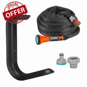 Gardena Liano 15 m textile hose set and TapFix hose holder: Flexible and lightweight garden hose