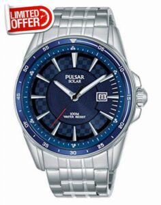 Pulsar Rally Men's Solar Stainless Steel Watch with Metal Strap