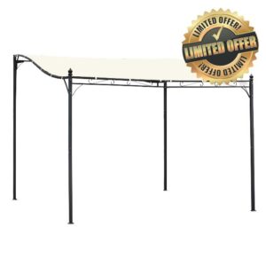 Outsunny Garden Outdoor Shelter Metal Frame Elegant Scrolling Weather-Resistant Canopy Sun Rain Shade Elegant Pergola Gazebo 3x3(m)