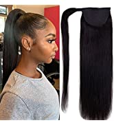 Ugrace Hair Ponytail Extension Human Hair Virgin Straight Human Hair Wrap Around Long Ponytail Cl...
