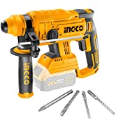 INGCO 20V Lithium-Ion Rotary Hammer Drill with 3Pcs SDS-Plus Drill Bits, 1.5J, LED Light (Battery...